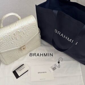 Brahmin | Liz Milk Melbourne Iridescent Croc Convertible Leather Backpack Purse